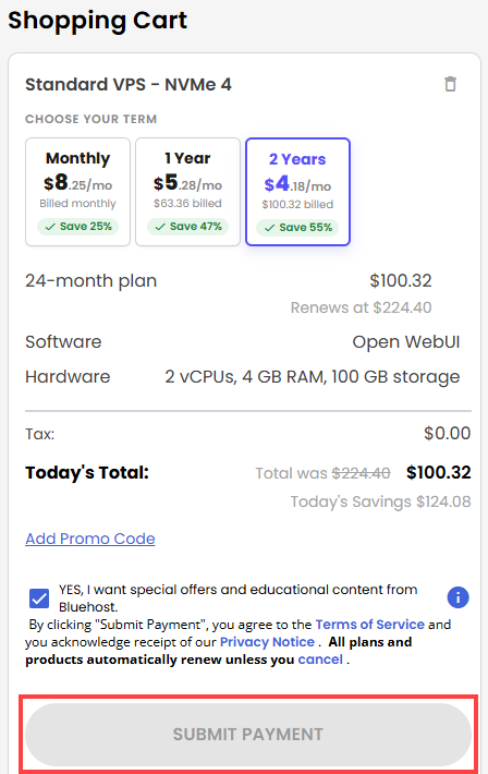 Self-Managed VPS - service terms